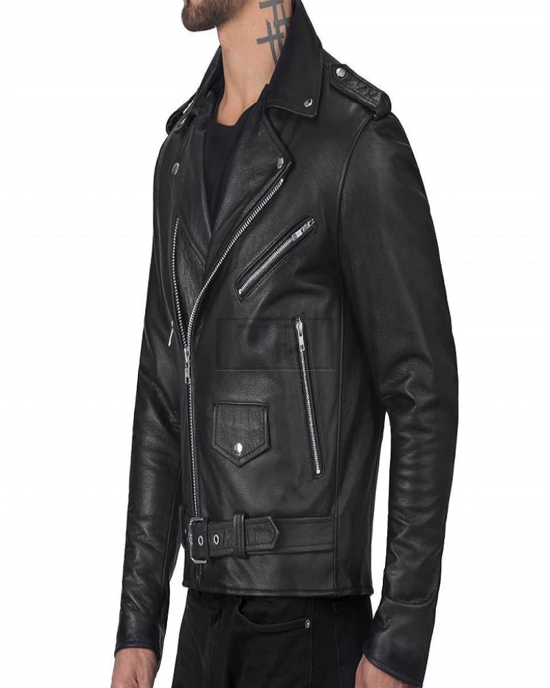 Men Black Fire Leather Jacket - image 4
