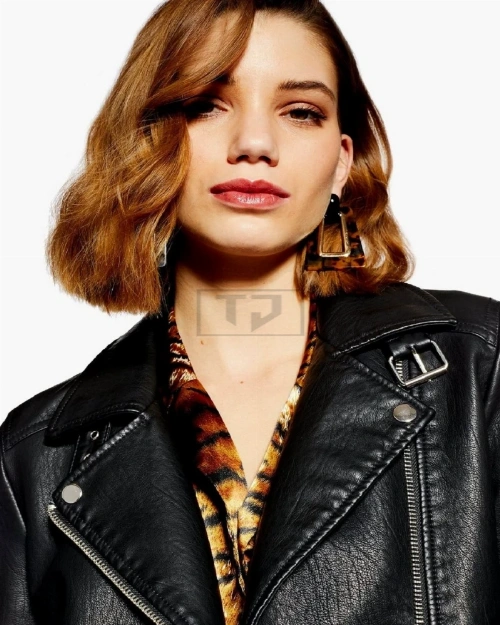 Women Black Modern Biker Jacket - image 4