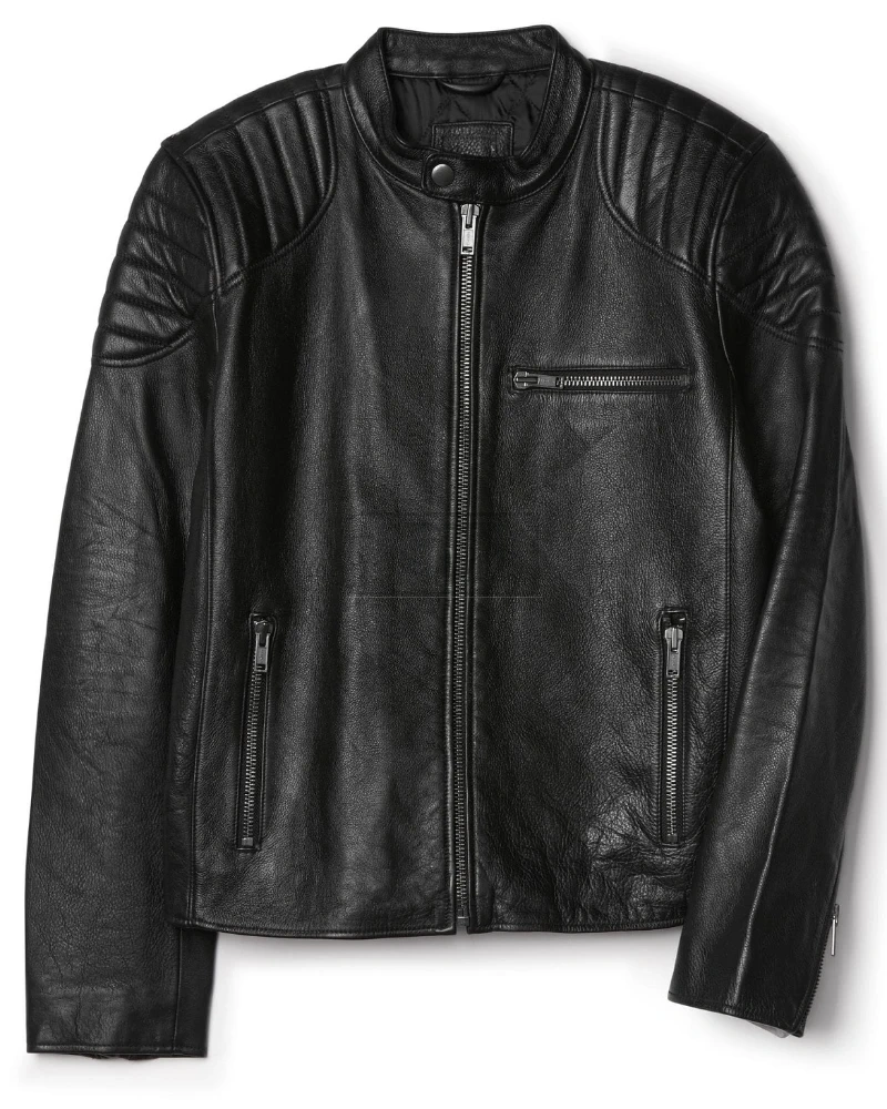 Men's Jet Black Biker Leather Jacket - image 4