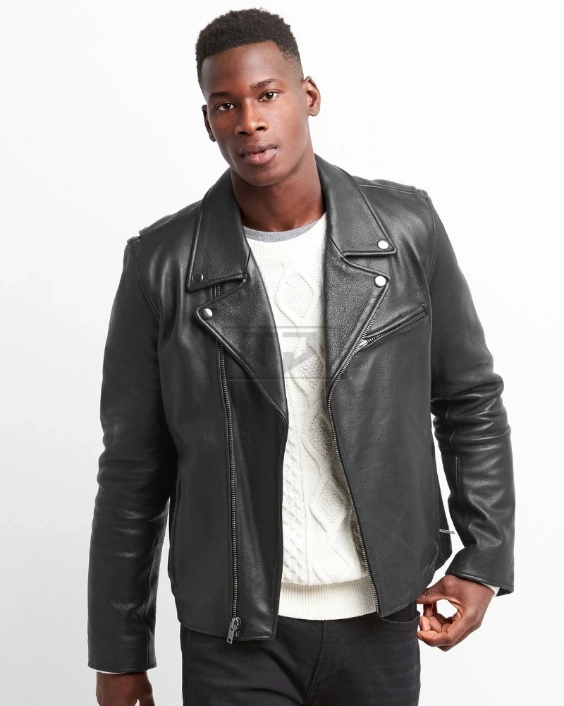 Men True Black Leather Jacket - image 1