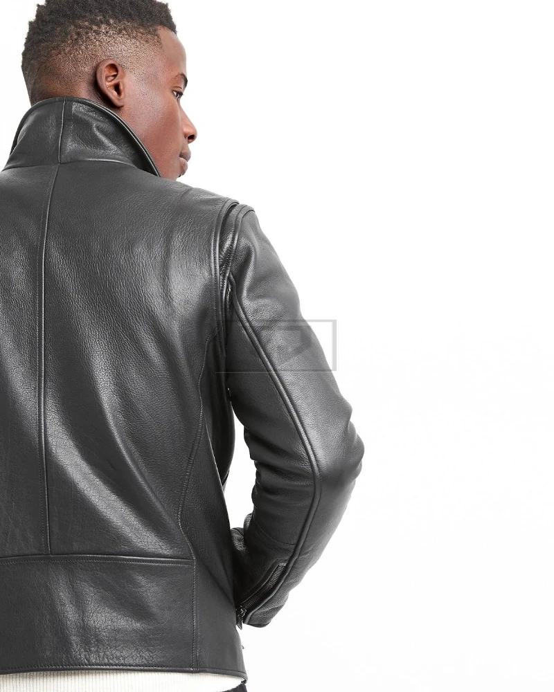 Men True Black Leather Jacket - image 2