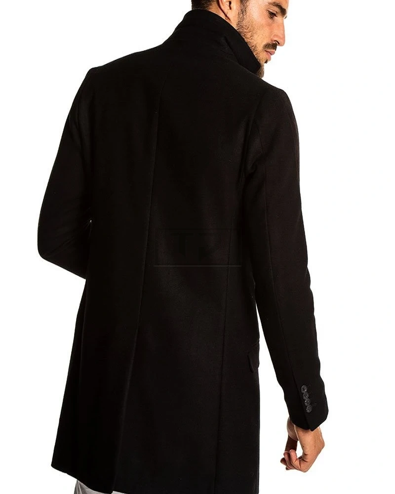 Men Black Wool Walker Coat - image 2