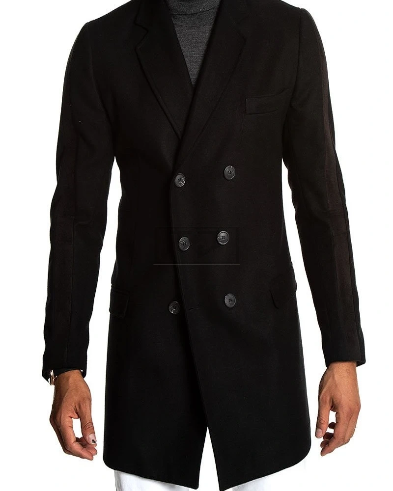 Men Black Wool Walker Coat - image 3