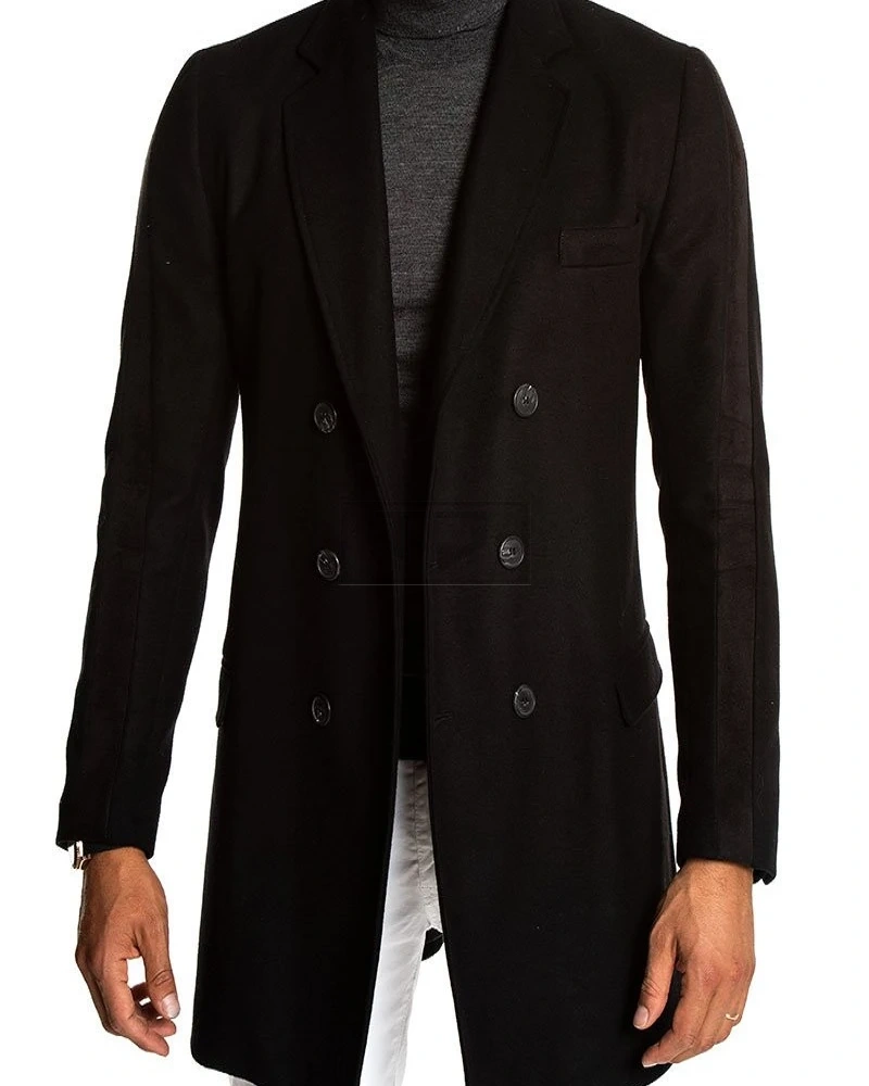 Men Black Wool Walker Coat - image 4