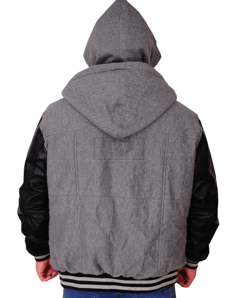 Men Double Hoodie Grey Jacket - image 2