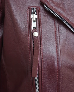 Women Maroon Leather Jacket - image 5