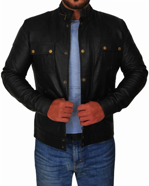 Men's Black Racer Leather Jacket - image 1