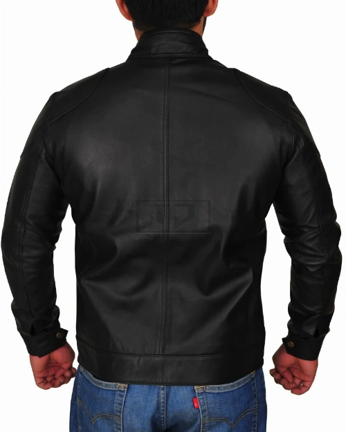 Men's Black Racer Leather Jacket - image 2