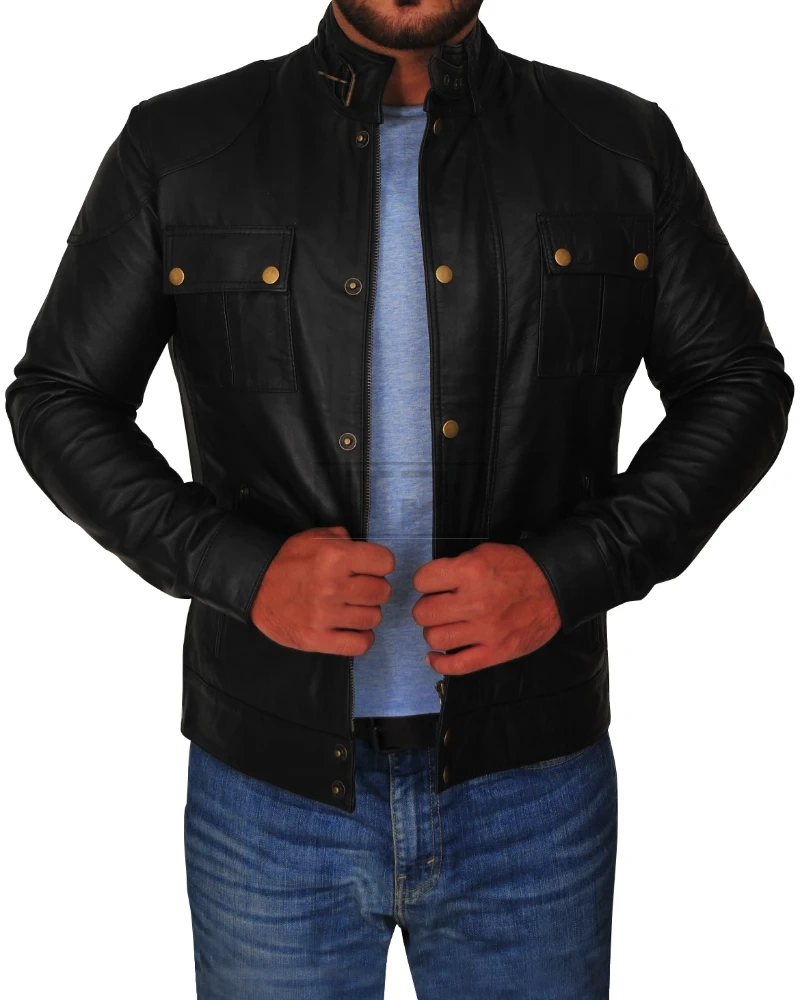 Men's Black Racer Leather Jacket - image 1