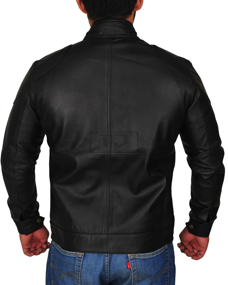 Men's Black Racer Leather Jacket - image 2