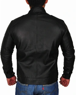 Men's Black Racer Leather Jacket - image 2