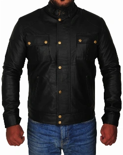 Men's Black Racer Leather Jacket - image 5