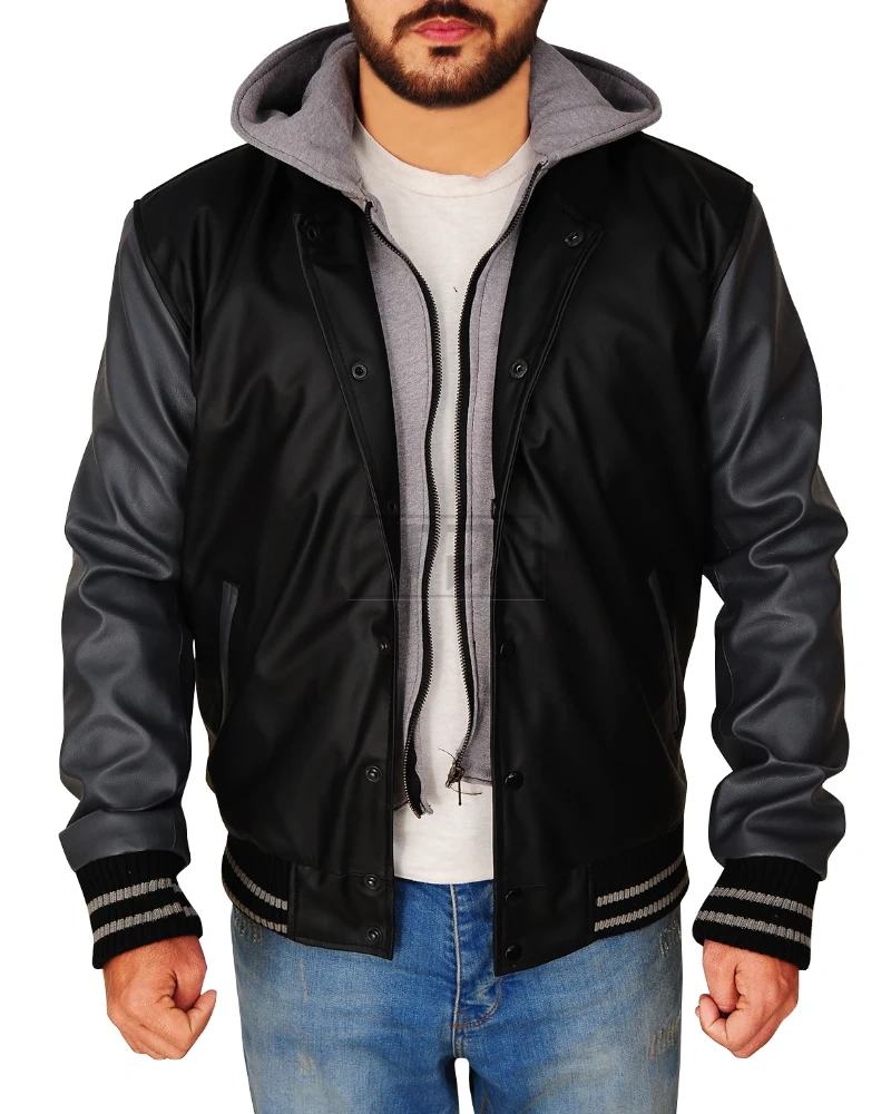 Varsity Black & Grey Hoodie Jacket - image 1