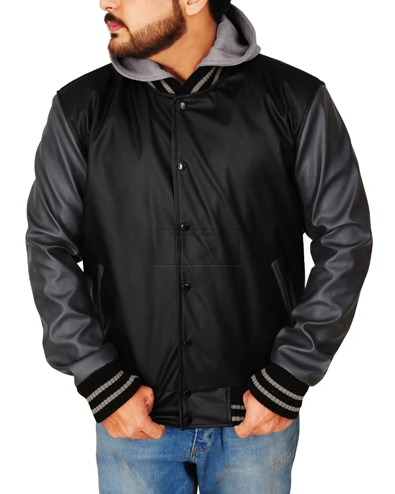 Varsity Black & Grey Hoodie Jacket - image 3