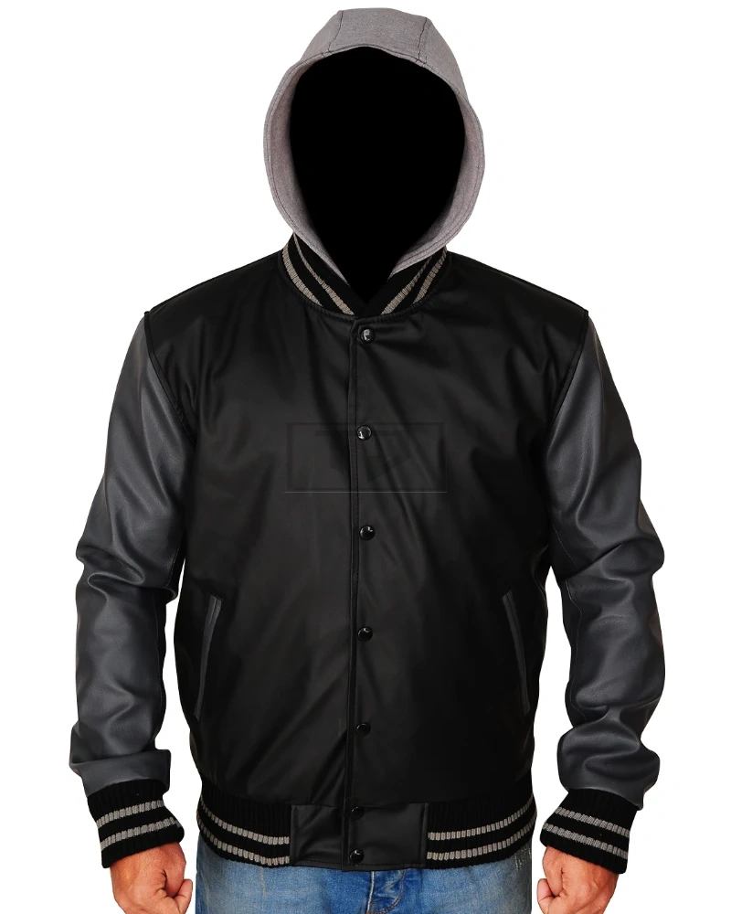 Varsity Black & Grey Hoodie Jacket - image 5