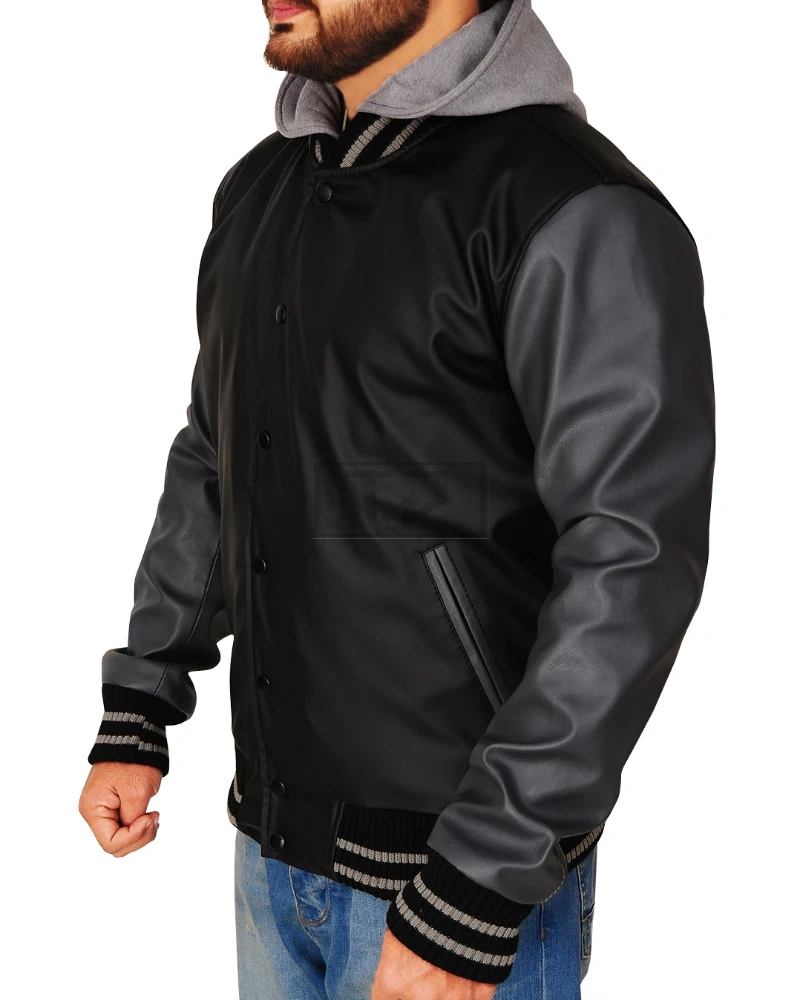 Varsity Black & Grey Hoodie Jacket - image 6