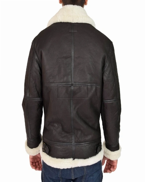 Men Jet Black B3 Bomber Leather Jacket - image 2