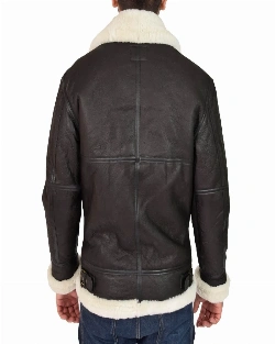 Men Jet Black B3 Bomber Leather Jacket - image 2