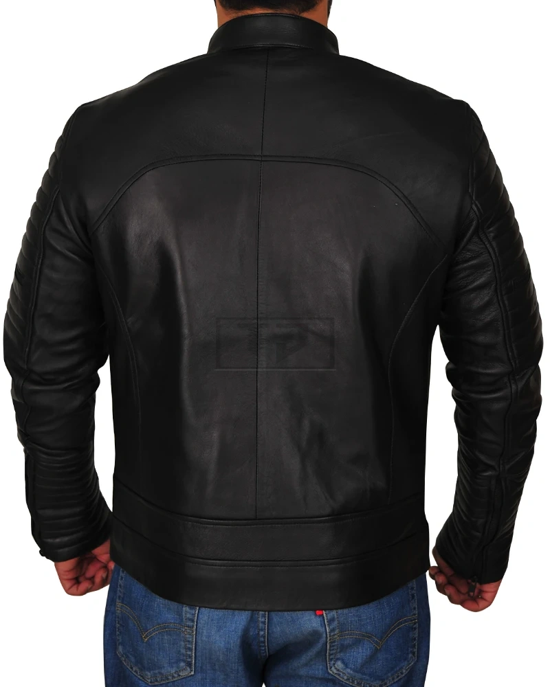 Dapper Black Leather Jacket For Men - image 2