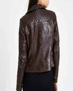 Women Dark Brown Leather Jacket - image 2