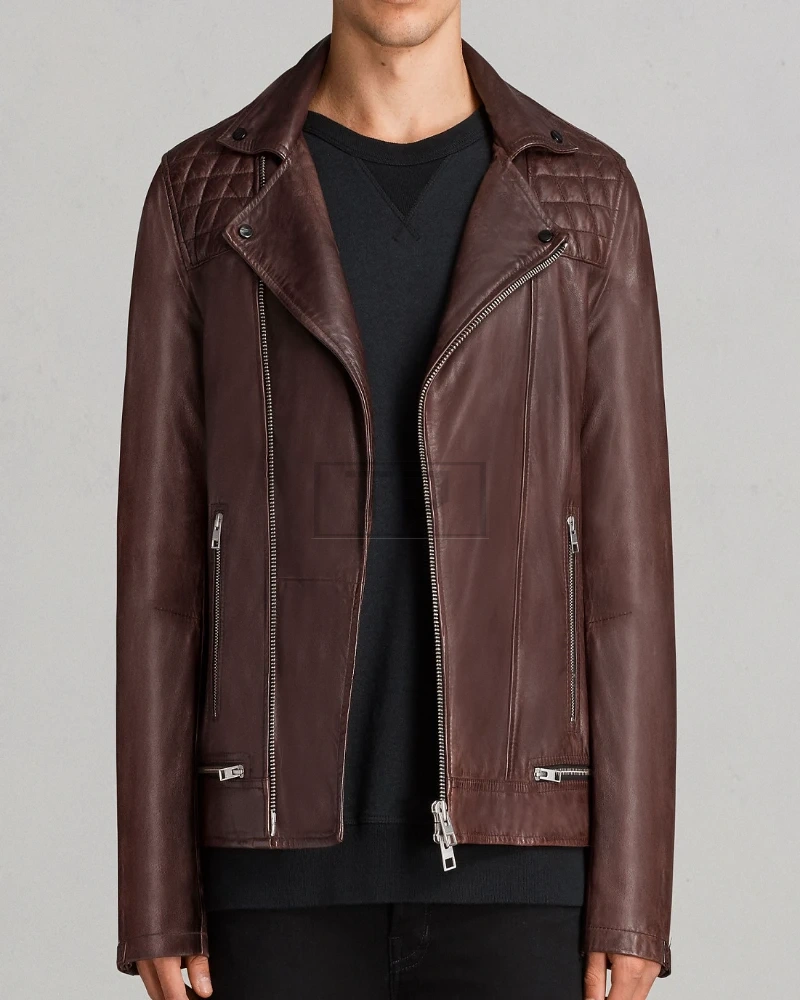 Men Walnut Brown Leather Jacket - image 1