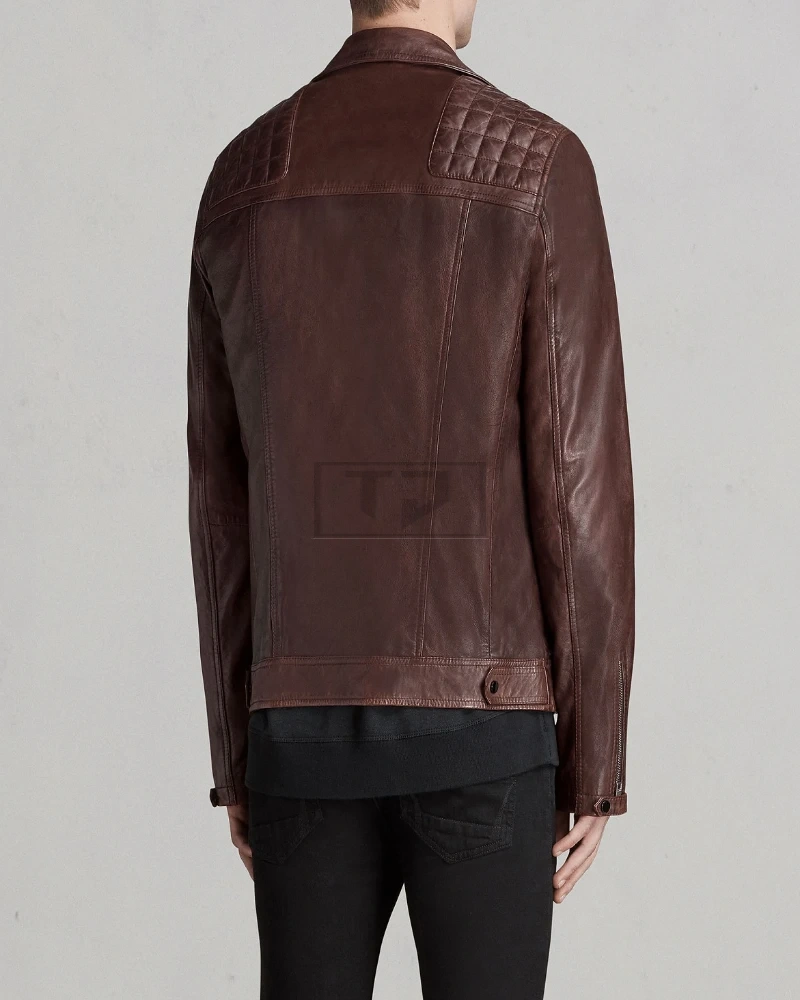 Men Walnut Brown Leather Jacket - image 2