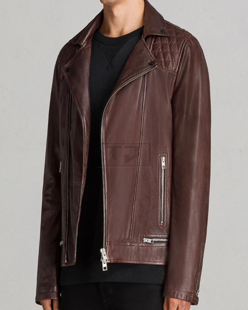Men Walnut Brown Leather Jacket - image 3