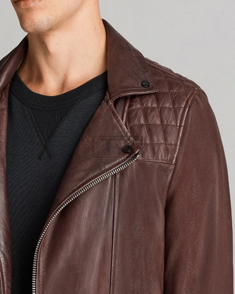 Men Walnut Brown Leather Jacket - image 4