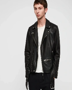 Men Coal Black Biker Jacket - image 3
