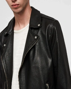 Men Coal Black Biker Jacket - image 4