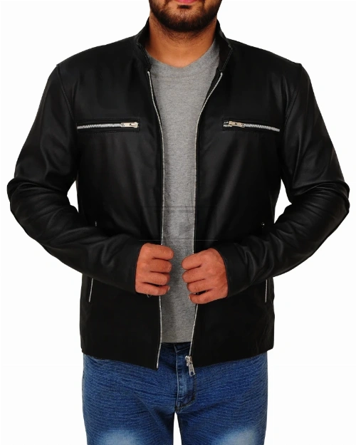 Men's Jet Black Leather Jacket - image 1