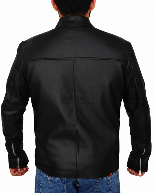 Men's Jet Black Leather Jacket - image 2