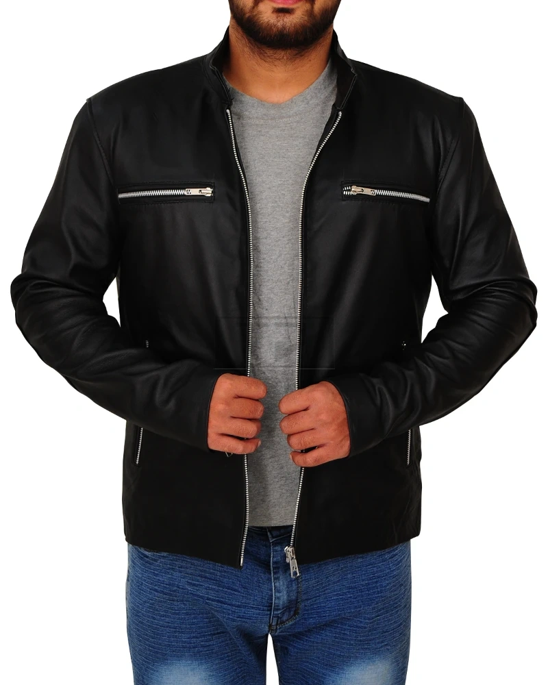 Men's Jet Black Leather Jacket - image 1