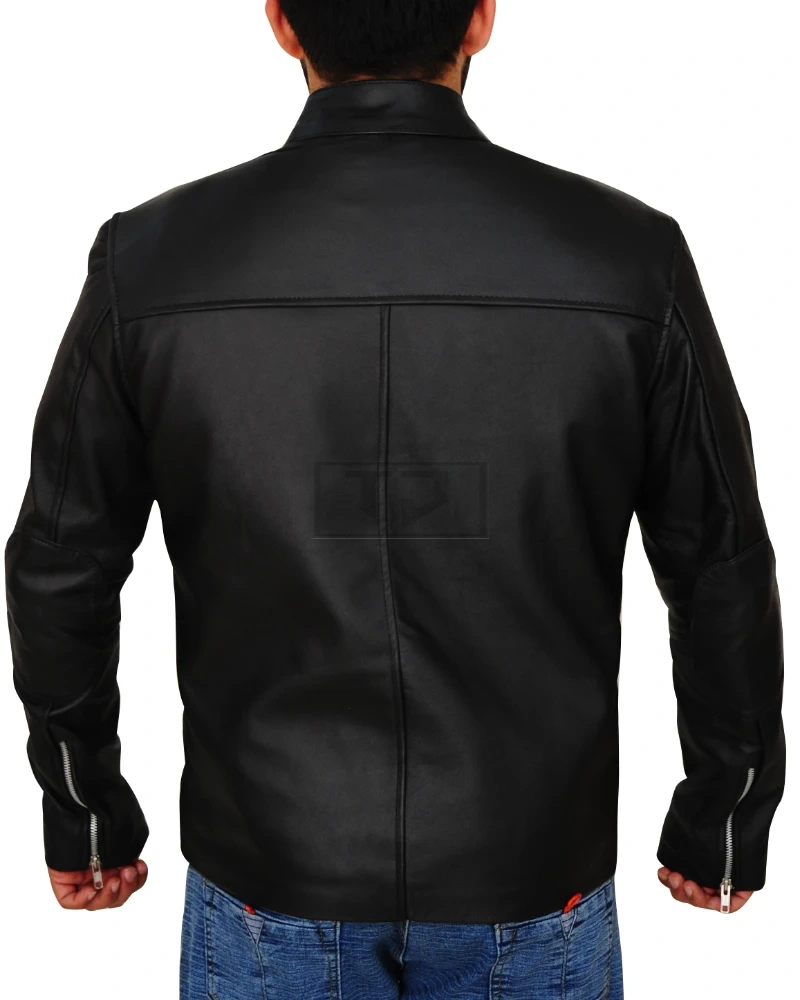 Men's Jet Black Leather Jacket - image 2