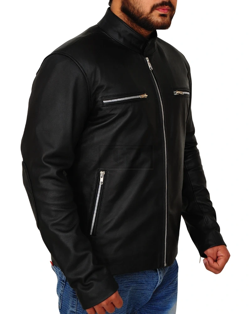 Men's Jet Black Leather Jacket - image 3