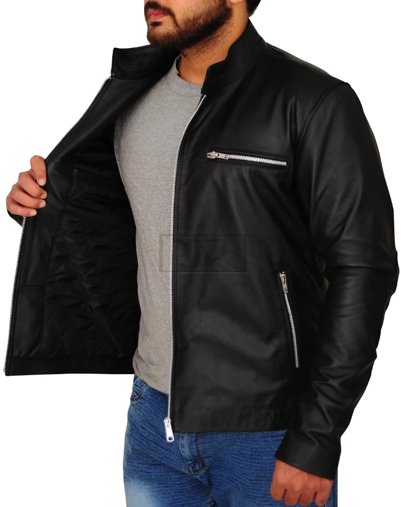 Men's Jet Black Leather Jacket - image 4
