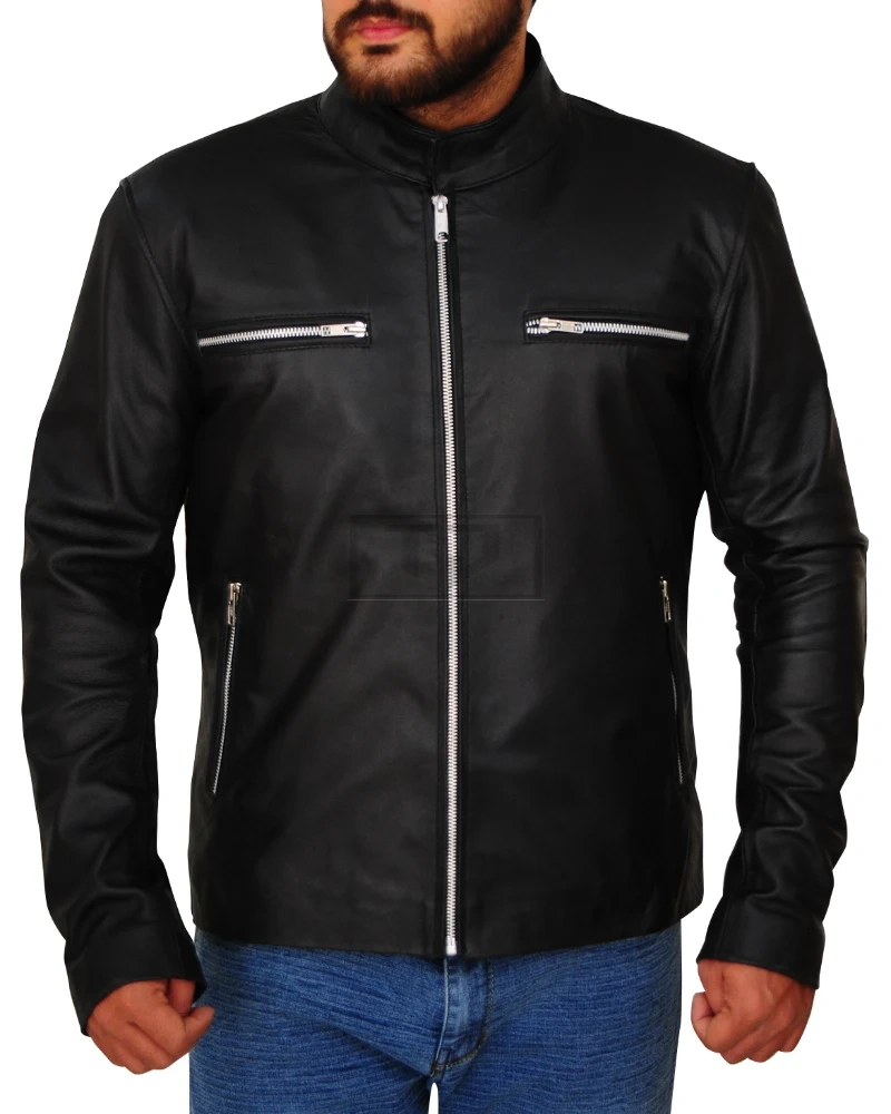 Men's Jet Black Leather Jacket - image 5
