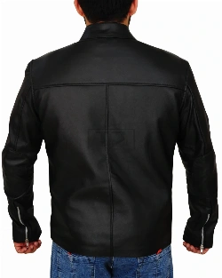 Men's Jet Black Leather Jacket - image 2