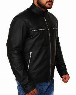 Men's Jet Black Leather Jacket - image 3
