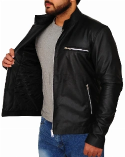 Men's Jet Black Leather Jacket - image 4