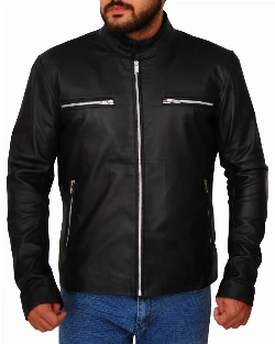 Men's Jet Black Leather Jacket - image 5