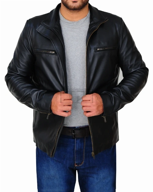 Men's Black Leather Jacket - image 1