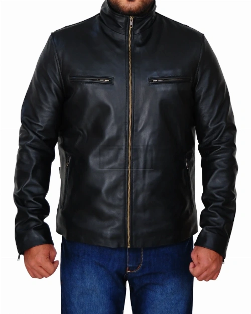 Men's Black Leather Jacket - image 5