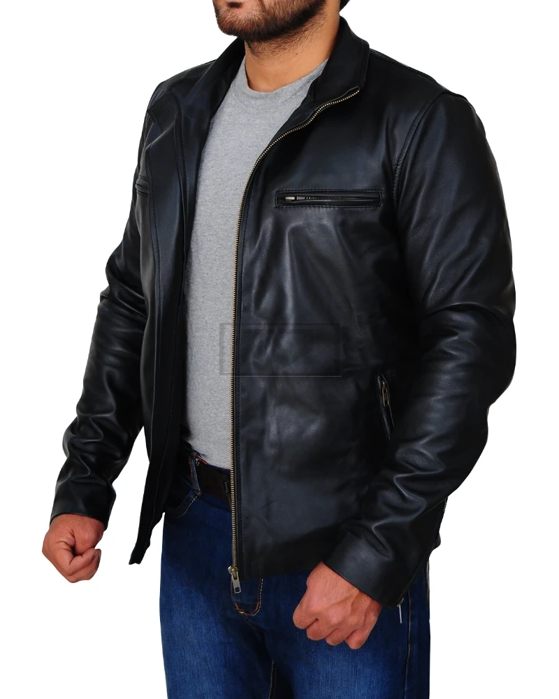 Men's Black Leather Jacket - image 4