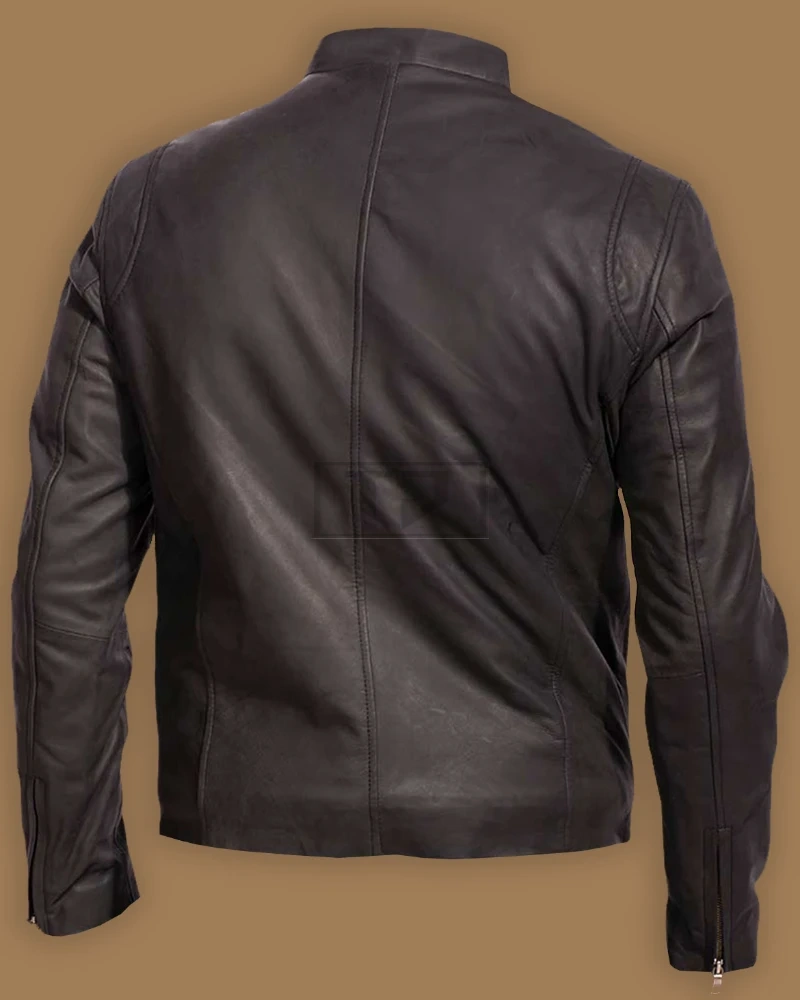 Men Black Biker Leather Jacket - image 2