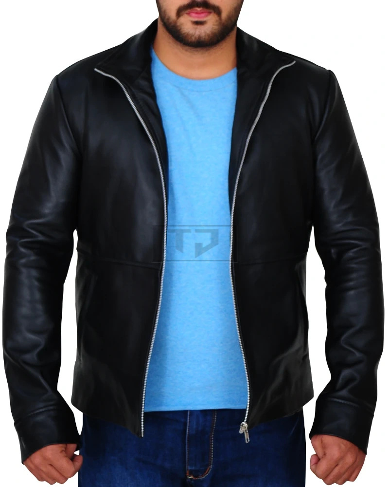Men's Simple Black Leather Jacket - image 1
