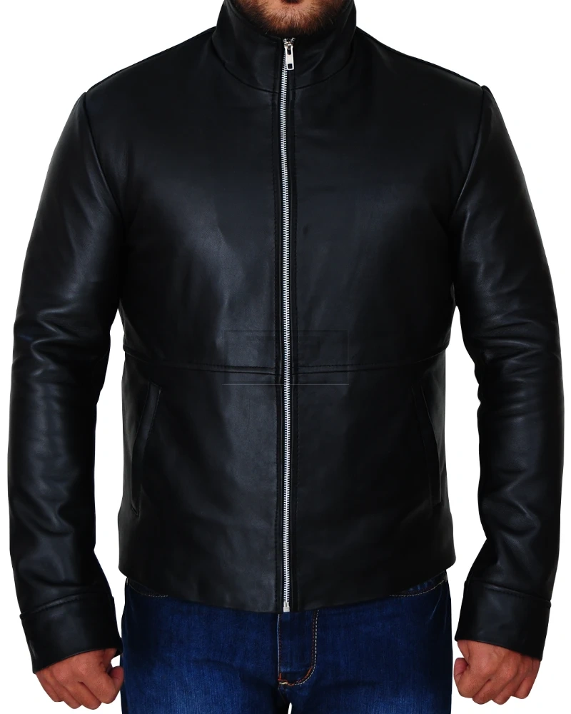 Men's Simple Black Leather Jacket - image 5