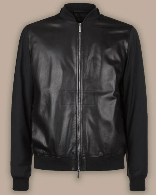 Men Pure Black Bomber Jacket - image 1