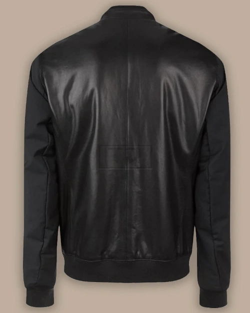 Men Pure Black Bomber Jacket - image 2