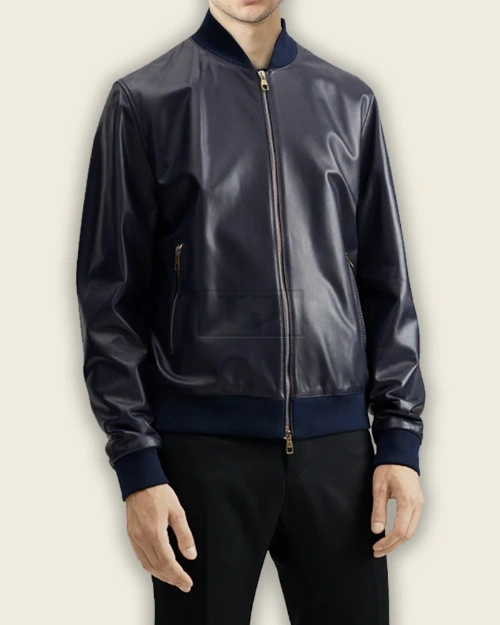 Men Oxford Blue Bomber Jacket - image 3
